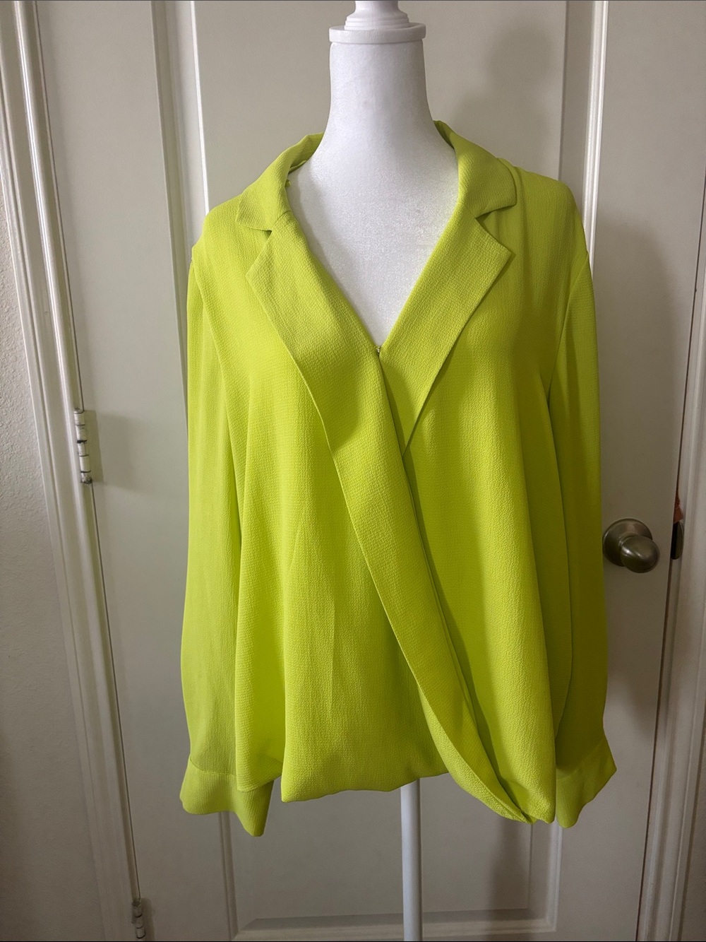 Vince Camuto Bright Lime Wrap-Front Blouse